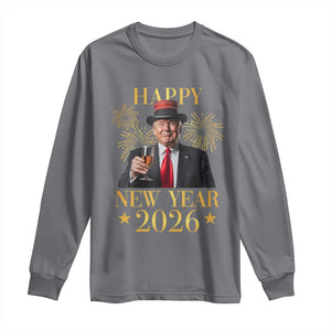Trump Happy New Year 2026 Long Sleeve Shirt New America Golden Age TS02 Charcoal Print Your Wear
