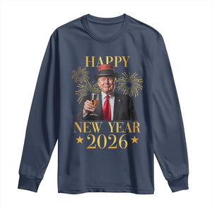 Trump Happy New Year 2026 Long Sleeve Shirt New America Golden Age TS02 Navy Print Your Wear