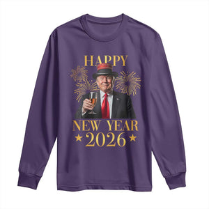 Trump Happy New Year 2026 Long Sleeve Shirt New America Golden Age TS02 Purple Print Your Wear