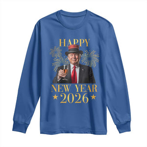 Trump Happy New Year 2026 Long Sleeve Shirt New America Golden Age TS02 Royal Blue Print Your Wear