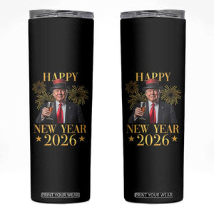 Trump Happy New Year 2026 Skinny Tumbler New America Golden Age TS02 Black Print Your Wear