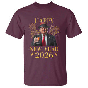 Trump Happy New Year 2026 T Shirt New America Golden Age TS02 Maroon Print Your Wear