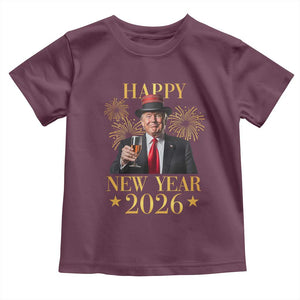 Trump Happy New Year 2026 Toddler T Shirt New America Golden Age TS02 Maroon Print Your Wear