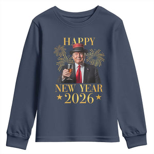 Trump Happy New Year 2026 Youth Sweatshirt New America Golden Age TS02 Navy Print Your Wear