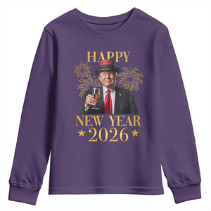 Trump Happy New Year 2026 Youth Sweatshirt New America Golden Age TS02 Purple Print Your Wear