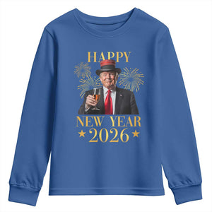 Trump Happy New Year 2026 Youth Sweatshirt New America Golden Age TS02 Royal Blue Print Your Wear