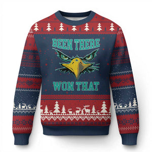 Been There Won That Ugly Christmas Sweater Fierce Eagle Eyes TS02 Navy Red Print Your Wear