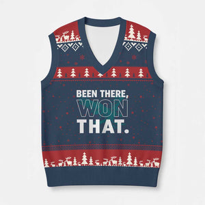 Been There Won That V-Neck Knit Sweater Vest Game Day Champions Sport Fans TS02 Navy Red Print Your Wear