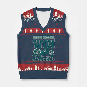 Been There Won That Cheer Spirit V-Neck Knit Sweater Vest Game Day Champions Sport Fans TS02 Navy Red Print Your Wear