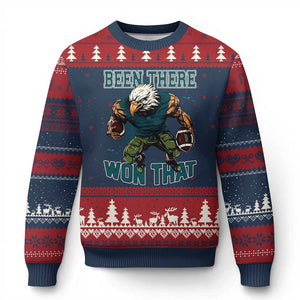 Been There Won That Fierce Football Graphic Ugly Christmas Sweater Game Day Champions Sport Fans TS02 Navy Red Print Your Wear