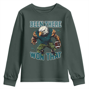 Been There Won That Fierce Football Graphic Youth Sweatshirt Game Day Champions Sport Fans TS02 Dark Forest Green Print Your Wear