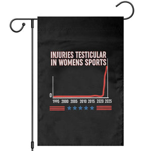 Testicular Injuries in Womens Sports Satirical Graphic Garden Flag Dark Humor with Controversial Commentary TS02 Black Print Your Wear