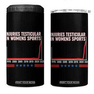 Testicular Injuries in Womens Sports Satirical Graphic 4 in 1 Can Cooler Tumbler Dark Humor with Controversial Commentary TS02 One Size: 16 oz Black Print Your Wear