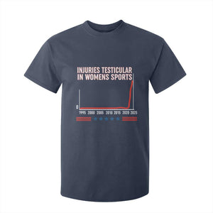 Testicular Injuries in Womens Sports Satirical Graphic T Shirt For Kid Dark Humor with Controversial Commentary TS02 Navy Print Your Wear