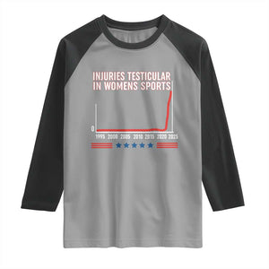 Testicular Injuries in Womens Sports Satirical Graphic Raglan Shirt Dark Humor with Controversial Commentary TS02 Sport Gray Black Print Your Wear