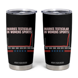 Testicular Injuries in Womens Sports Satirical Graphic Tumbler Cup Dark Humor with Controversial Commentary TS02 Black Print Your Wear