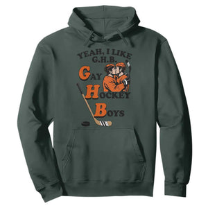 Yeah I Like GHB Gay Hockey Boys Hoodie LGBTQ Pride Hockey Fan TS02 Dark Forest Green Print Your Wear