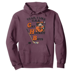 Yeah I Like GHB Gay Hockey Boys Hoodie LGBTQ Pride Hockey Fan TS02 Maroon Print Your Wear