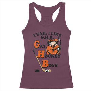 Yeah I Like GHB Gay Hockey Boys Racerback Tank Top LGBTQ Pride Hockey Fan TS02 Maroon Print Your Wear