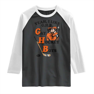 Yeah I Like GHB Gay Hockey Boys Raglan Shirt LGBTQ Pride Hockey Fan TS02 Black White Print Your Wear