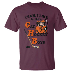 Yeah I Like GHB Gay Hockey Boys T Shirt LGBTQ Pride Hockey Fan TS02 Maroon Print Your Wear