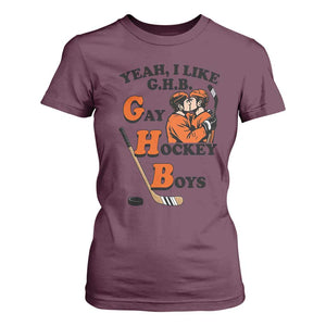 Yeah I Like GHB Gay Hockey Boys T Shirt For Women LGBTQ Pride Hockey Fan TS02 Maroon Print Your Wear