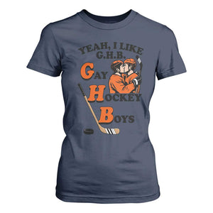 Yeah I Like GHB Gay Hockey Boys T Shirt For Women LGBTQ Pride Hockey Fan TS02 Navy Print Your Wear