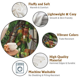 Happy St Patrick's Day Leprechaun Throw Blanket American Irish Flag TS02 Print Your Wear