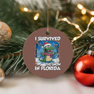 I Survived The Snow In Florida Ceramic Ornament Funny Crocodile TS02 1pc Mocha Print Your Wear