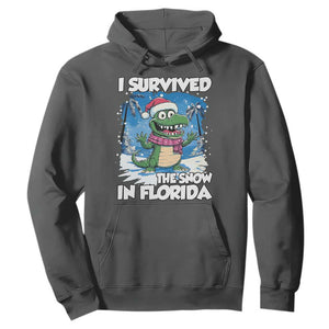 I Survived The Snow In Florida Hoodie Funny Crocodile TS02 Dark Heather Print Your Wear