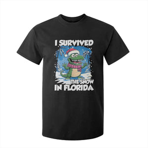 I Survived The Snow In Florida T Shirt For Kid Funny Crocodile TS02 Black Print Your Wear