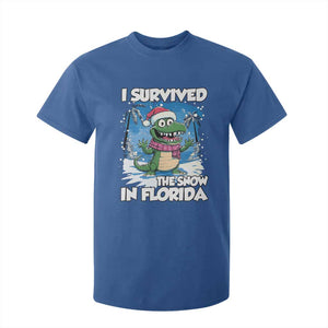 I Survived The Snow In Florida T Shirt For Kid Funny Crocodile TS02 Royal Blue Print Your Wear