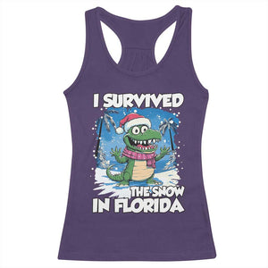 I Survived The Snow In Florida Racerback Tank Top Funny Crocodile TS02 Purple Print Your Wear