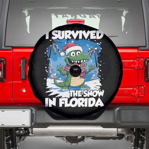 I Survived The Snow In Florida Spare Tire Cover Funny Crocodile TS02 Black Print Your Wear