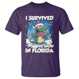 I Survived The Snow In Florida T Shirt Funny Crocodile TS02 Purple Print Your Wear