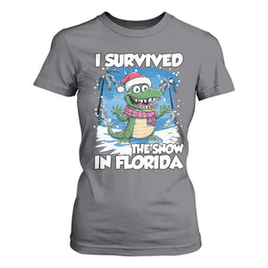 I Survived The Snow In Florida T Shirt For Women Funny Crocodile TS02 Charcoal Print Your Wear