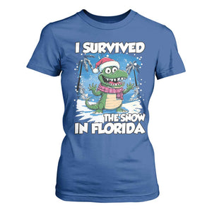 I Survived The Snow In Florida T Shirt For Women Funny Crocodile TS02 Royal Blue Print Your Wear