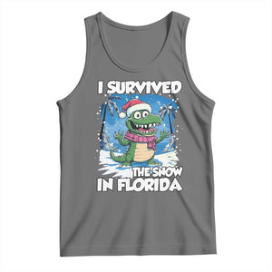 I Survived The Snow In Florida Tank Top Funny Crocodile TS02 Black Heather Print Your Wear