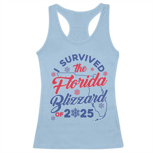 I Survived The Florida Blizzard Of 2025 Racerback Tank Top TS02 Light Blue Print Your Wear