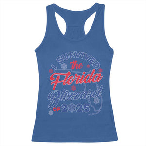 I Survived The Florida Blizzard Of 2025 Racerback Tank Top TS02 Royal Blue Print Your Wear