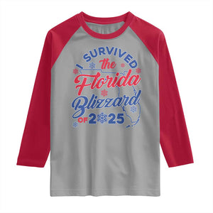 I Survived The Florida Blizzard Of 2025 Raglan Shirt TS02 Sport Gray Red Print Your Wear