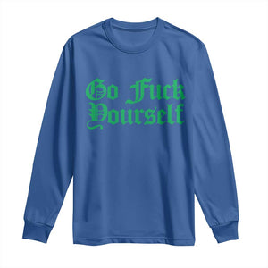 Fanone Officer Go F Yourself Long Sleeve Shirt Edgy Rebellious Attitude TS02 Royal Blue Print Your Wear