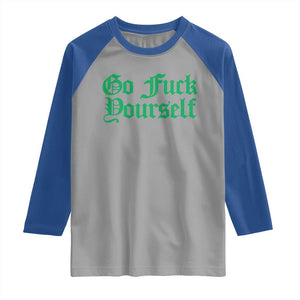Fanone Officer Go F Yourself Raglan Shirt Edgy Rebellious Attitude TS02 Sport Gray Royal Print Your Wear