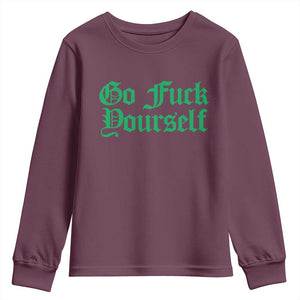 Fanone Officer Go F Yourself Youth Sweatshirt Edgy Rebellious Attitude TS02 Maroon Print Your Wear