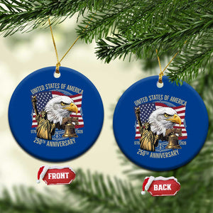 USA 250th Anniversary 1776 2026 4th of July Ceramic Ornament Patriotic Eagle Liberty Bell Statue of Liberty Graphic TS02 1pc Blue Print Your Wear