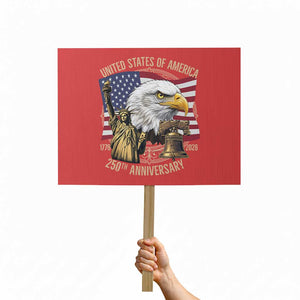 USA 250th Anniversary 1776 2026 4th of July Protest Sign Patriotic Eagle Liberty Bell Statue of Liberty Graphic TS02 Horizontal 18" × 24" Red Print Your Wear