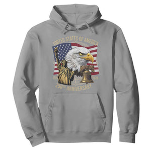 USA 250th Anniversary 1776 2026 4th of July Hoodie Patriotic Eagle Liberty Bell Statue of Liberty Graphic TS02 Sport Gray Print Your Wear