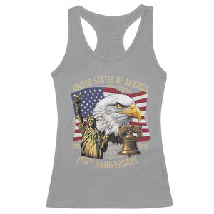 USA 250th Anniversary 1776 2026 4th of July Racerback Tank Top Patriotic Eagle Liberty Bell Statue of Liberty Graphic TS02 Sport Gray Print Your Wear