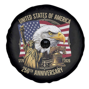 USA 250th Anniversary 1776 2026 4th of July Spare Tire Cover Patriotic Eagle Liberty Bell Statue of Liberty Graphic TS02 Print Your Wear