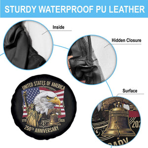 USA 250th Anniversary 1776 2026 4th of July Spare Tire Cover Patriotic Eagle Liberty Bell Statue of Liberty Graphic TS02 Print Your Wear